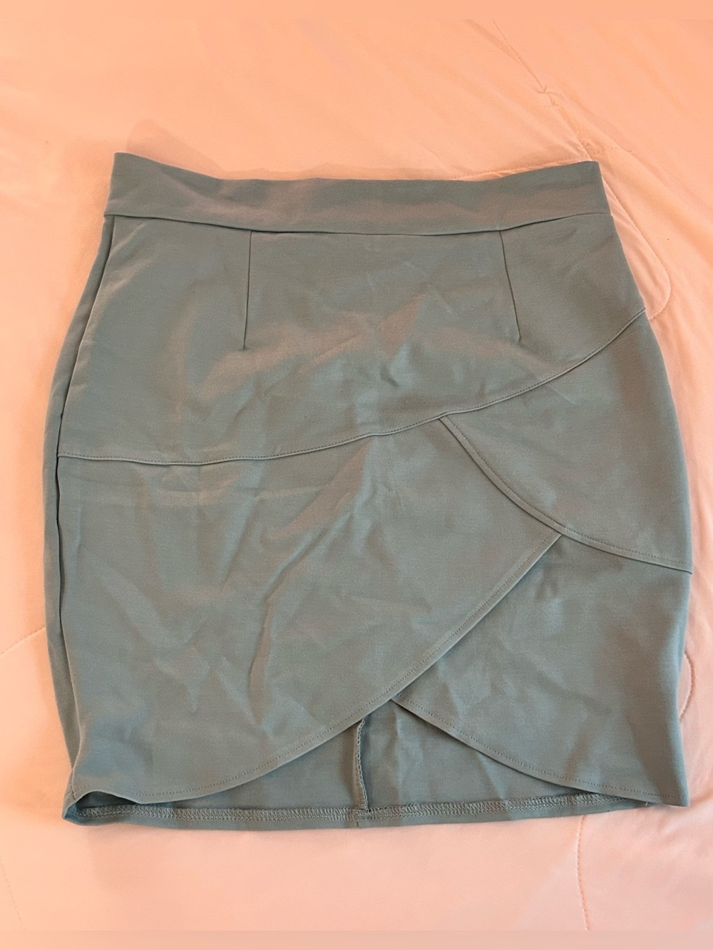 NWT Afibi Sage Green Faux Wrap Mini Pencil Skirt | Size L